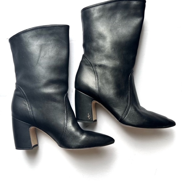 Sam Edelman Black boots Classic Hartley Mid Calf Dress Bootie Block Heel sz 9.5 - Picture 8 of 16